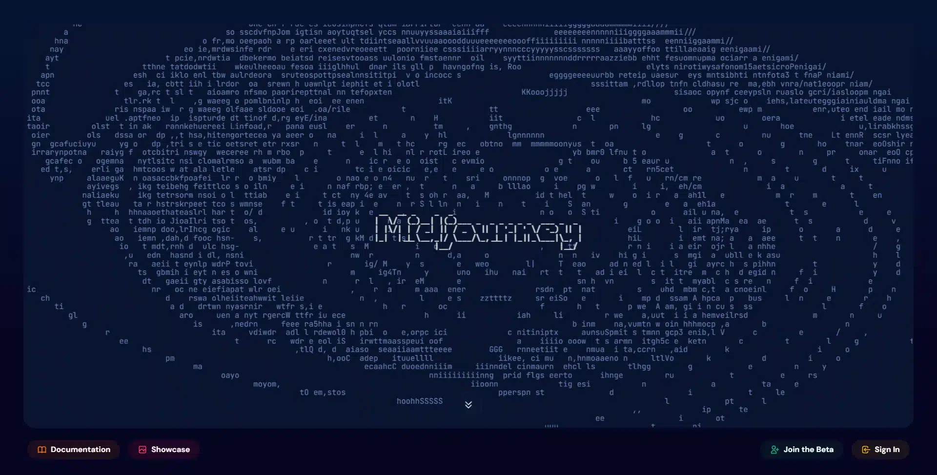 Midjourney home page showing the site's swirling particle artwork