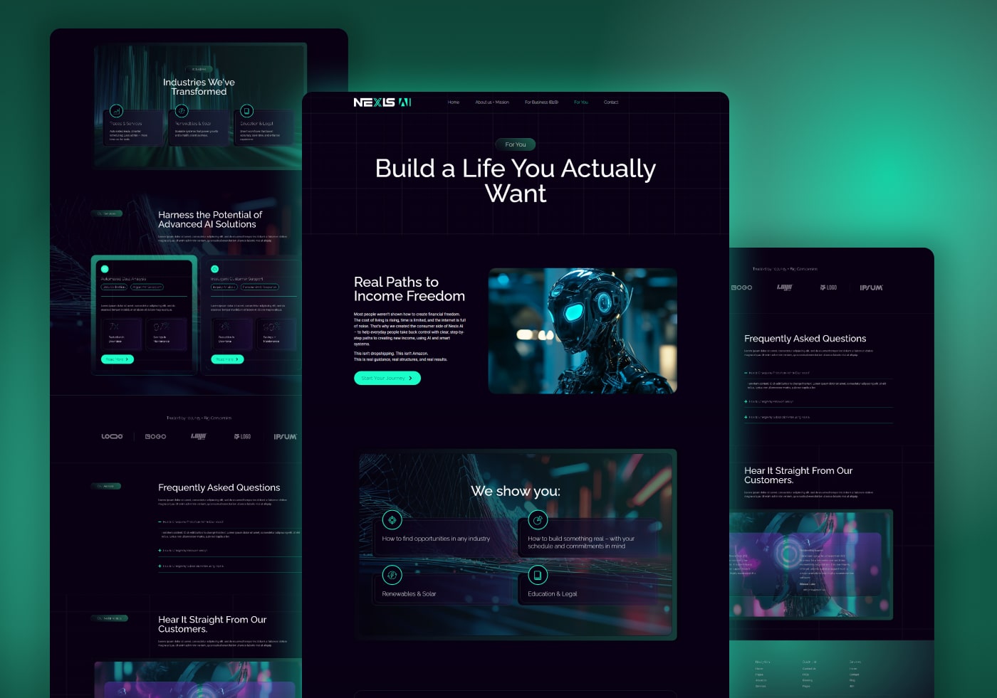 Dark web page designs headed Where Vision Meets Velocity and Build a Life You Actually Want