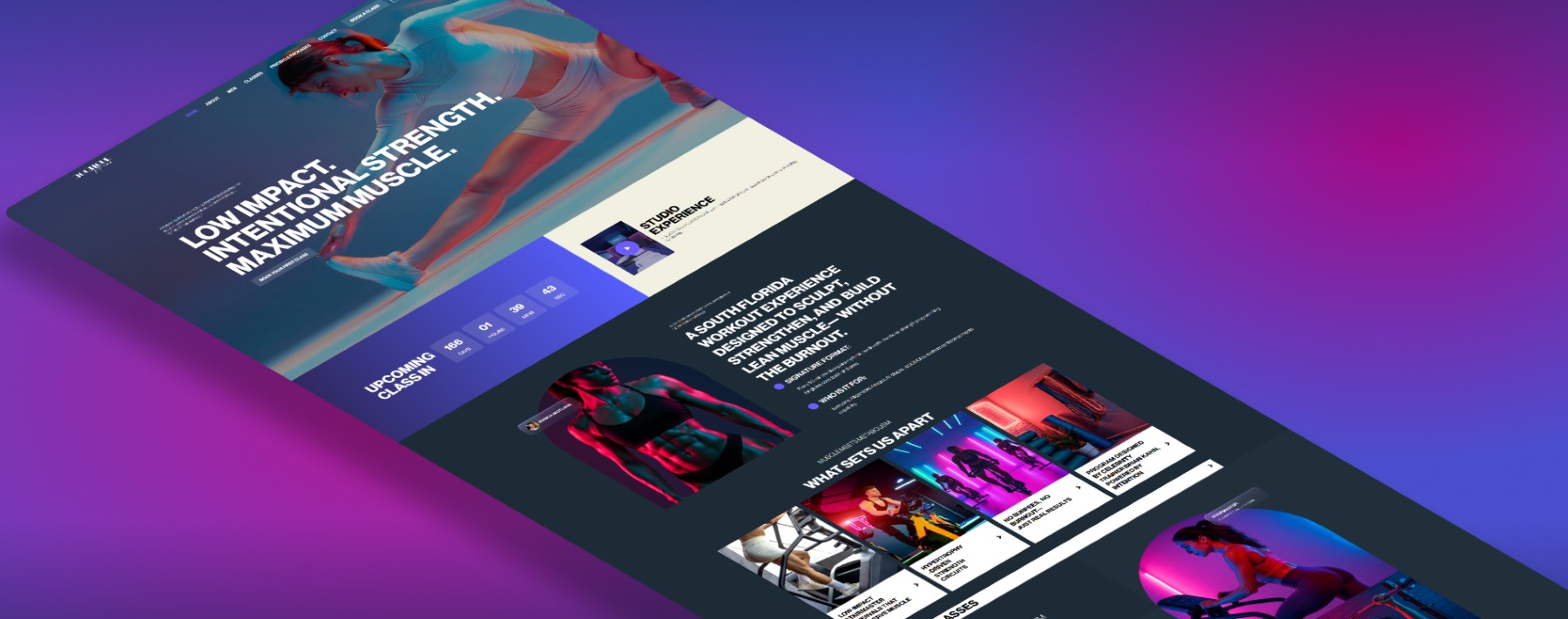 Angled view of the Bootique fitness website homepage