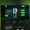 Core Concepts Tea Rex beverage website design headed Unleash the Power Within, showing a green energy drink can