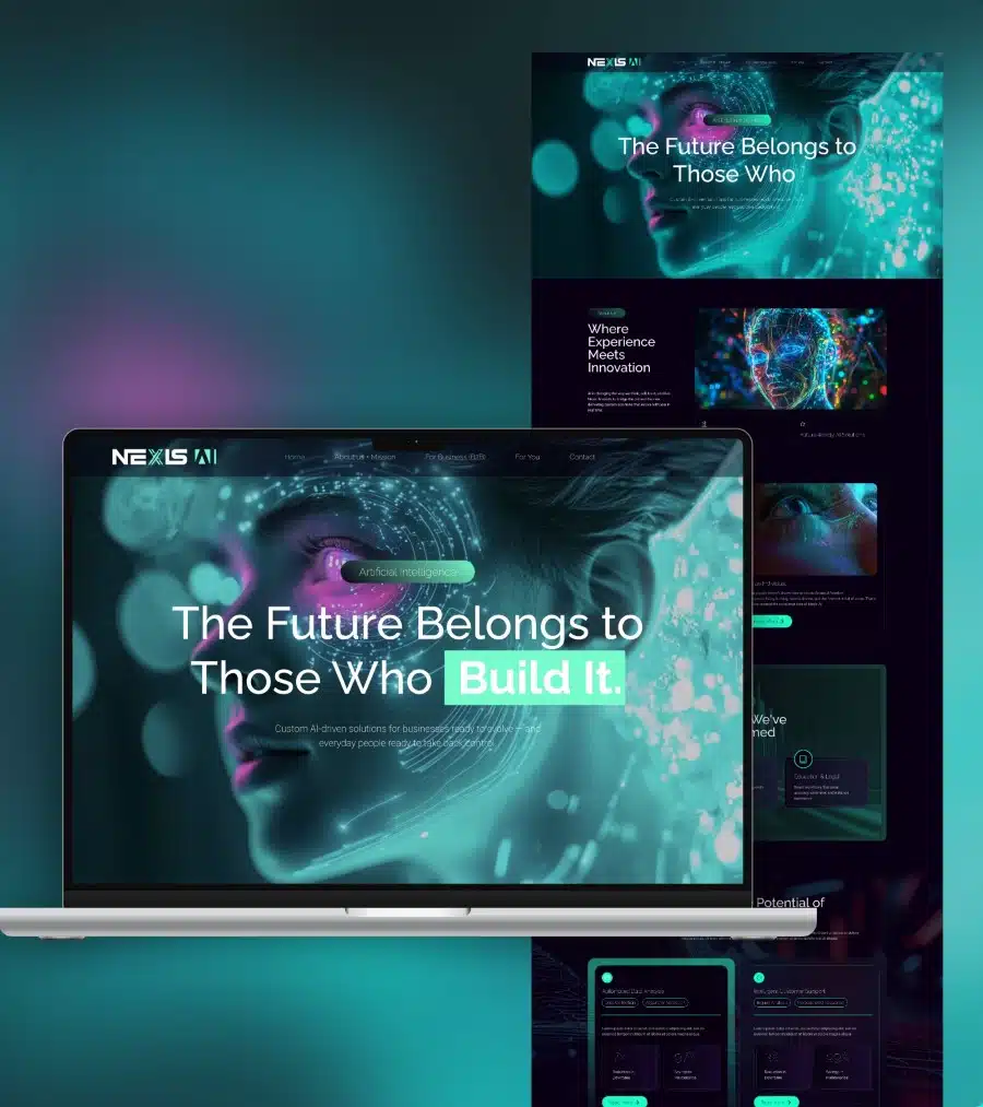 Core Concepts Web Design & Consult Nexis AI website shown on a laptop and phone, headed The Future Belongs to Those Who Build It