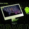 Core Concepts Creative Crate case study shown on a monitor against a lime green background