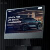 Core Concepts Electric Transits Africa website displayed on a monitor, headed Join the Ride