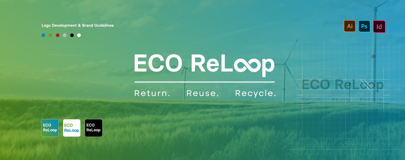 Eco ReLoop logo over a green field, with the tagline Return. Reuse. Recycle.