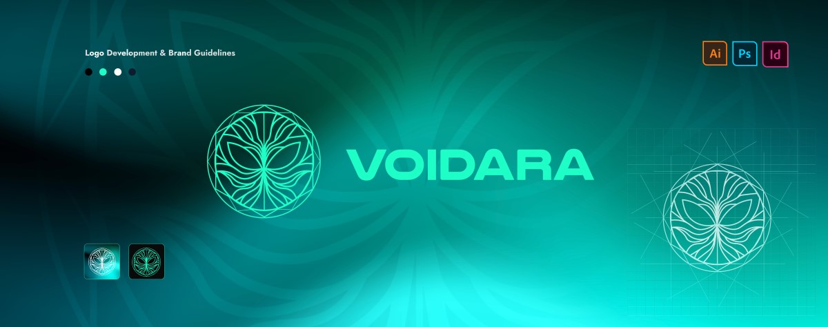 Voidara logo in white over a teal gradient background