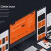 Core Concepts The Clever Inbox website for a retention technology company, shown across desktop, tablet and mobile in orange and dark grey